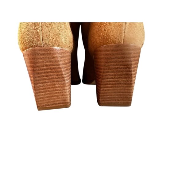 Schutz Tessie Suede Leather Western Boots Womens 9.5 B Tan Slouchy Block Heels - Picture 12 of 13
